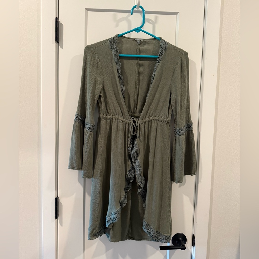 Charlotte Russe Olive Green Open Front Duster size small